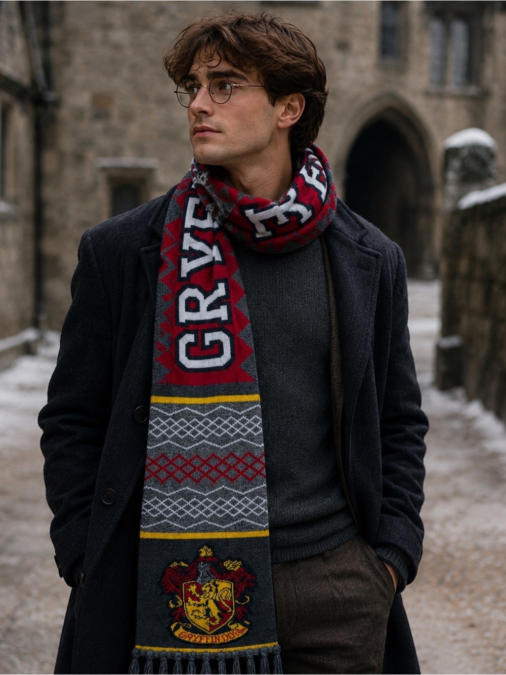Harry Potter House of Gryffindor Scarf Blue Red Yellow Spellout Cosplay Costume
